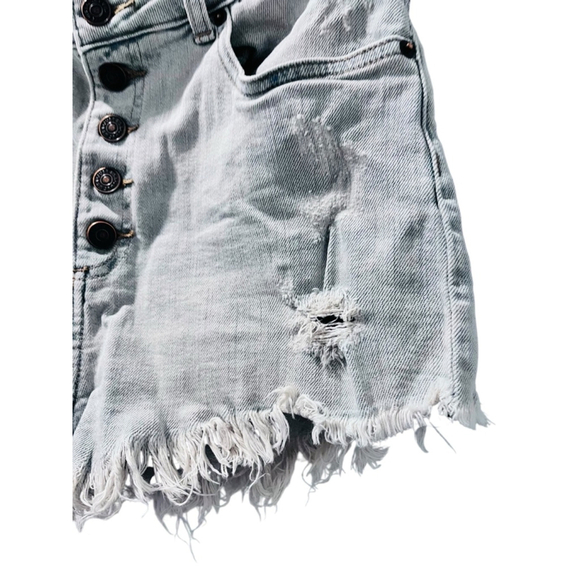 Just USA Button Fly Cut Off Denim Jean Shorts Size Medium Distressed Blue Pocket - Picture 4 of 6